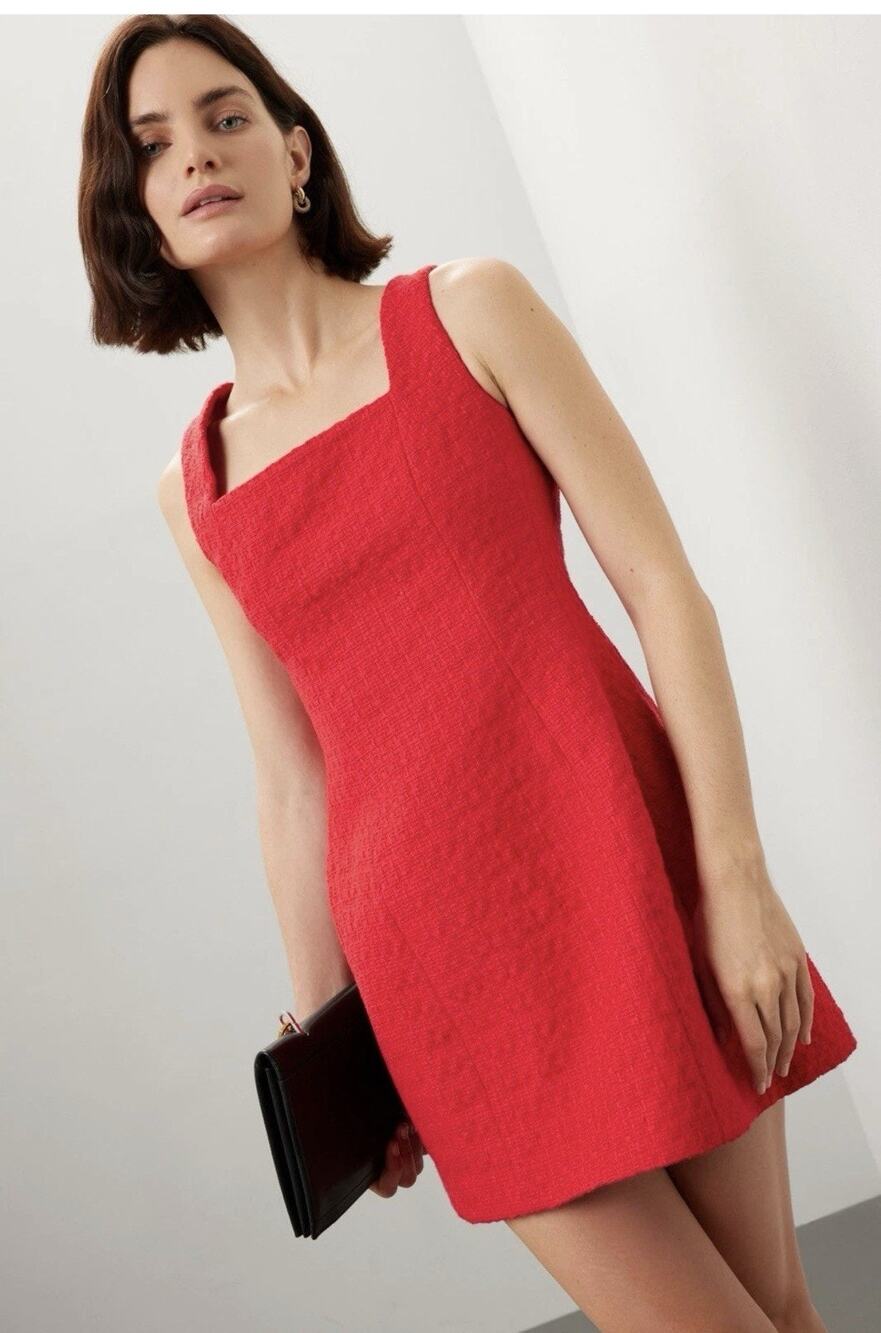 Maje Red Tweed Mini Dress Size 36